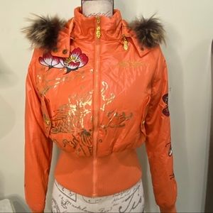 Ed Hardy By Christian Audigier Embroidered Bomber